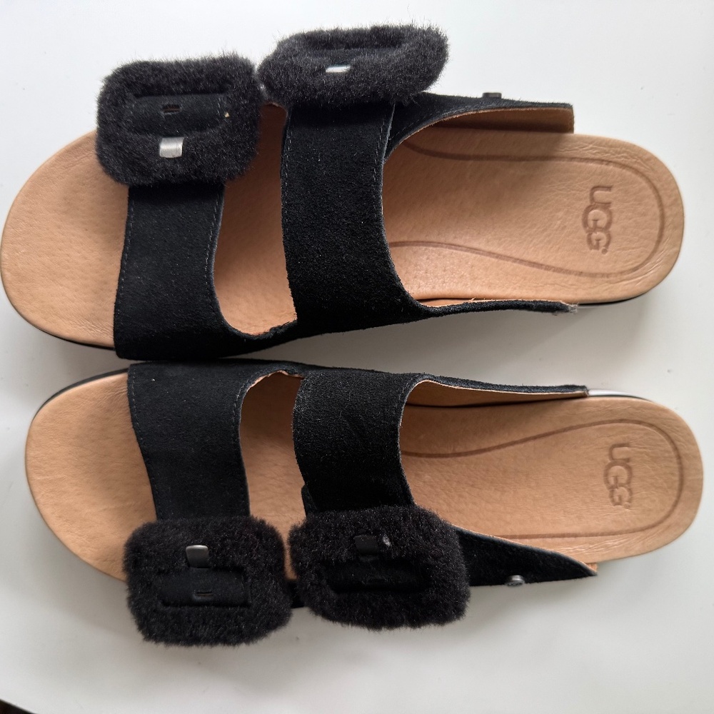 New UGG Fluff Indio Women’s Suede Slides